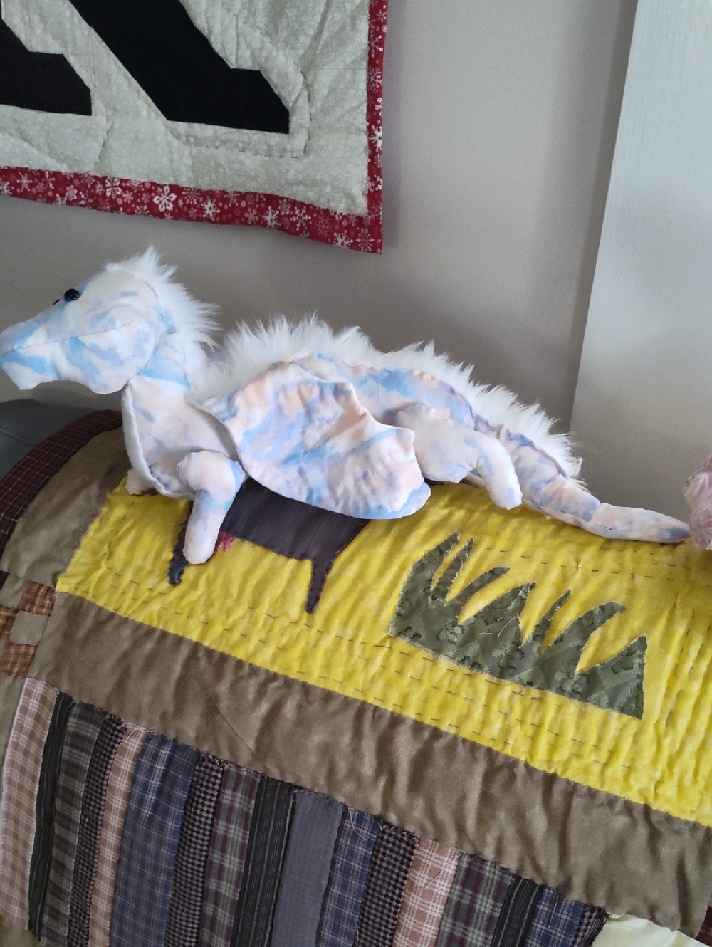 Soft Plush Dragon Shoulder Buddy - Pastel Blue & Cream